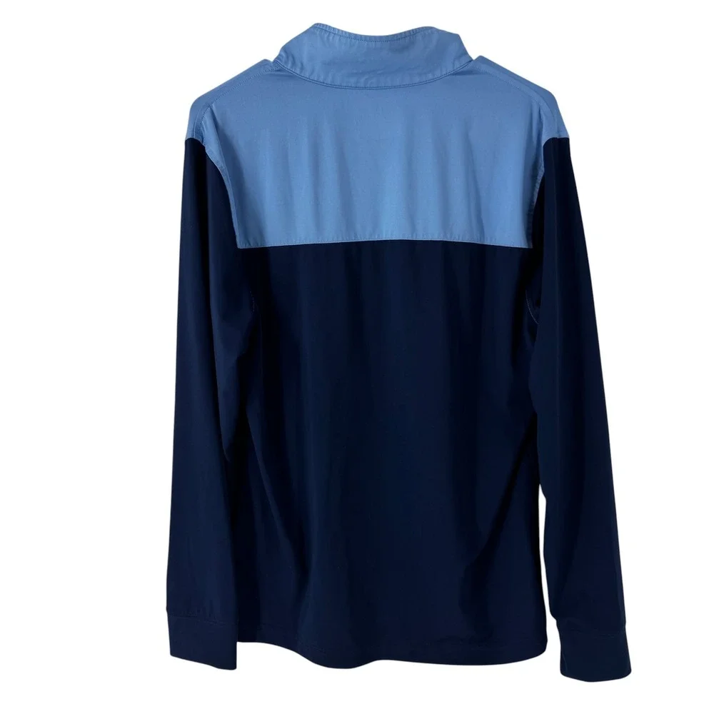 Brooks Brothers Mens Small Blue Colorblock Quarter Zip Performance Pullover Top